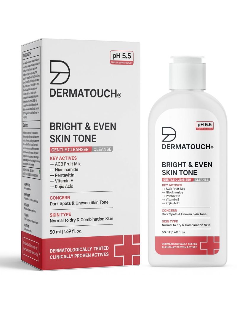 Dermatouch Bright & Even Skin Tone Gentle Cleanser | Helps Reduce Dark Spots & Uneven Tone | pH 5.5 Daily  Face Wash (50 ml)