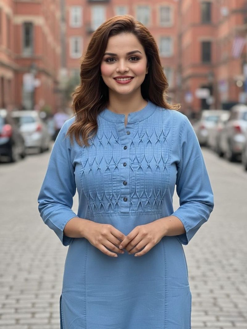 Salwa Solid Pure Cotton Straight Kurta for Women (Light Blue)
