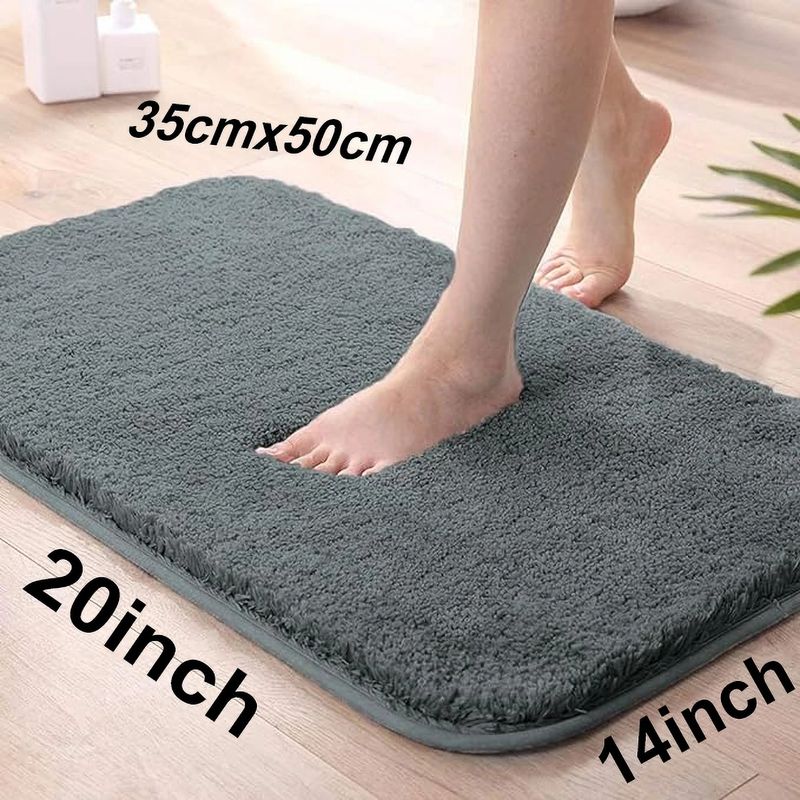 RJVT Microfiber Bathroom Mat (Grey, Medium)