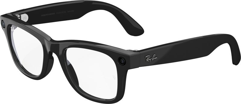 Ray-Ban | Meta Wayfarer (Gen 1) with Meta AI, photo and video capture - Large (Shiny Black, Clear)