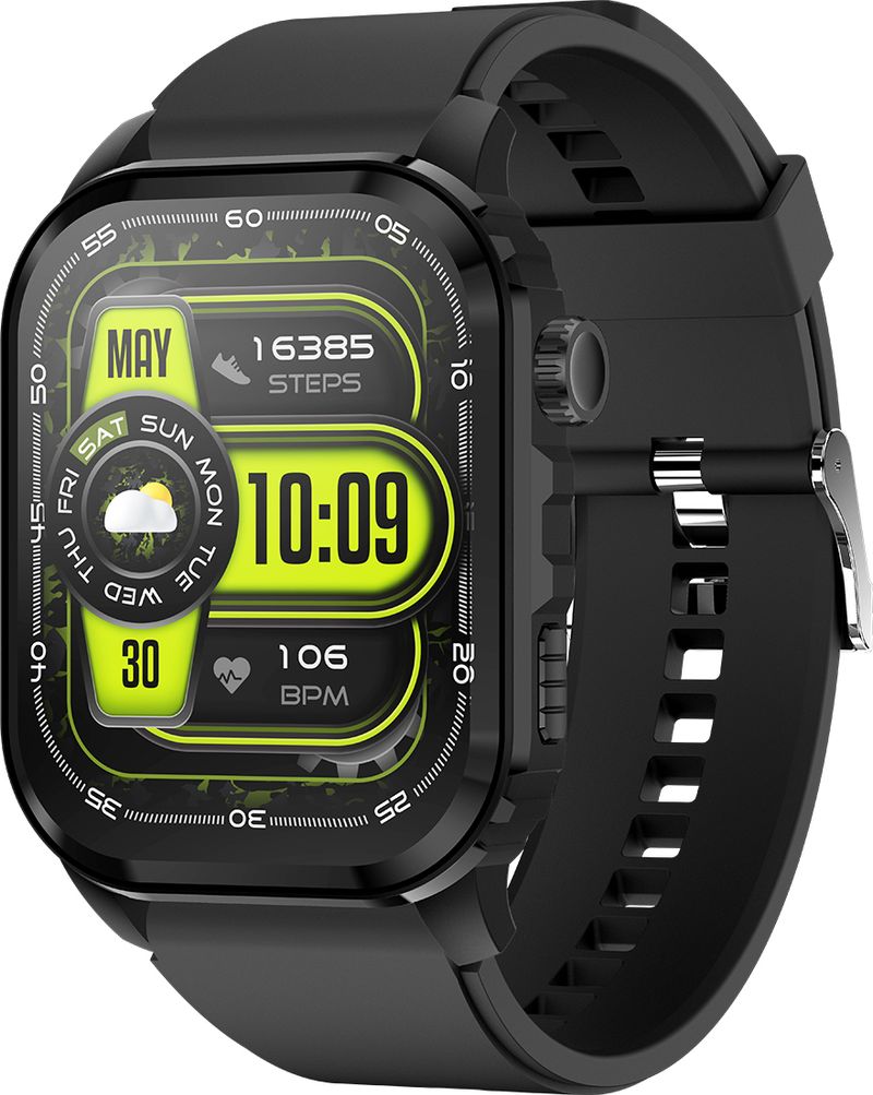 itel Alpha with 2" HD Display, 500nits Always-On Display & 150+ Watch Faces Smartwatch (Lurey Black Strap, Free Size)