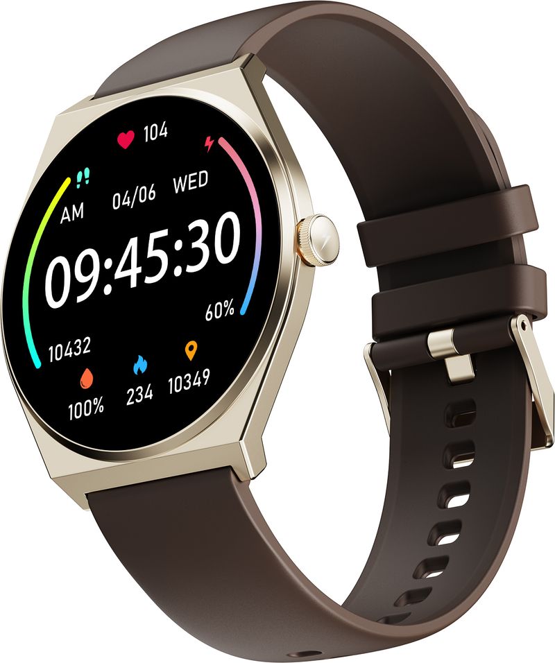 Fire-Boltt Legacy Nova 1.43 inch Ultra Slim AMOLED Wireless Charging Rotating Crown BT Call Smartwatch (Earth Brown Strap, Free Size)