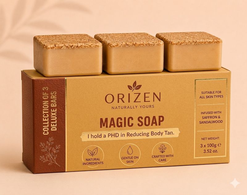 ORIZEN Saffron & Sandalwood Ayurvedic Bath Soap | Handmade Natural Skin Care Soap (3 x 100 g) - Image 2