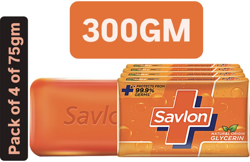Savlon GLYCERINE BATHING BAR with PROTECTION NATURAL ORIGIN | PACK OF 4x75gm (300g) (4 x 75 g)