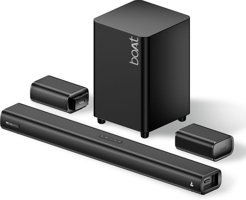 boAt Aavante Prime X, Detachable Satellites, Truly Wireless, Atmos, Free Installation 700 W Bluetooth Soundbar (Premium Black, 7.1.4 Channel)