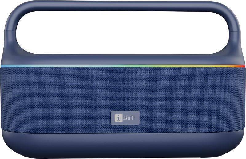 iBall Dhun, 5hrs Playback, Dual Drivers, Dual EQ,Powerful BASS, TWS, RGB, Type-C 50 W Bluetooth Party Speaker (Blue, Stereo Channel)