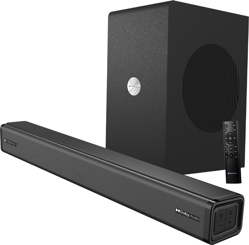 zebronics juke bar 8700 pro dolby audio hdmi arc aux wireless subwoofer led 200 w bluetooth soundbar