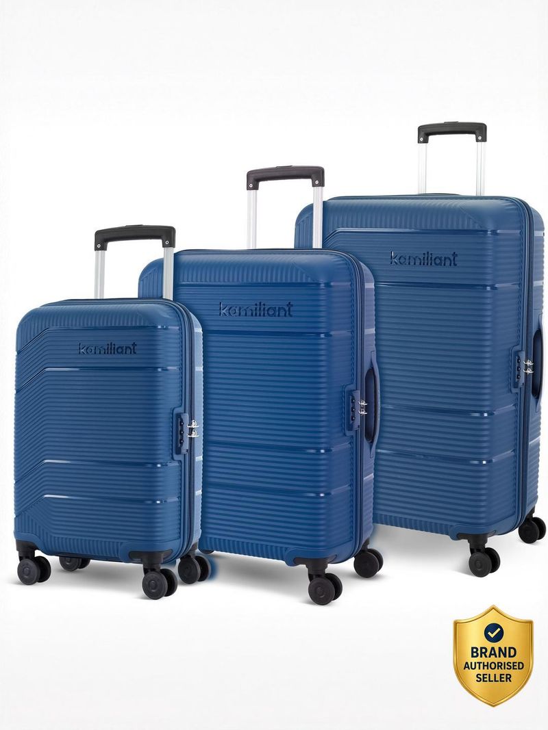 KAMILIANT Hard Body Set of 3 Luggage 8 Wheels - ARMOR - Blue