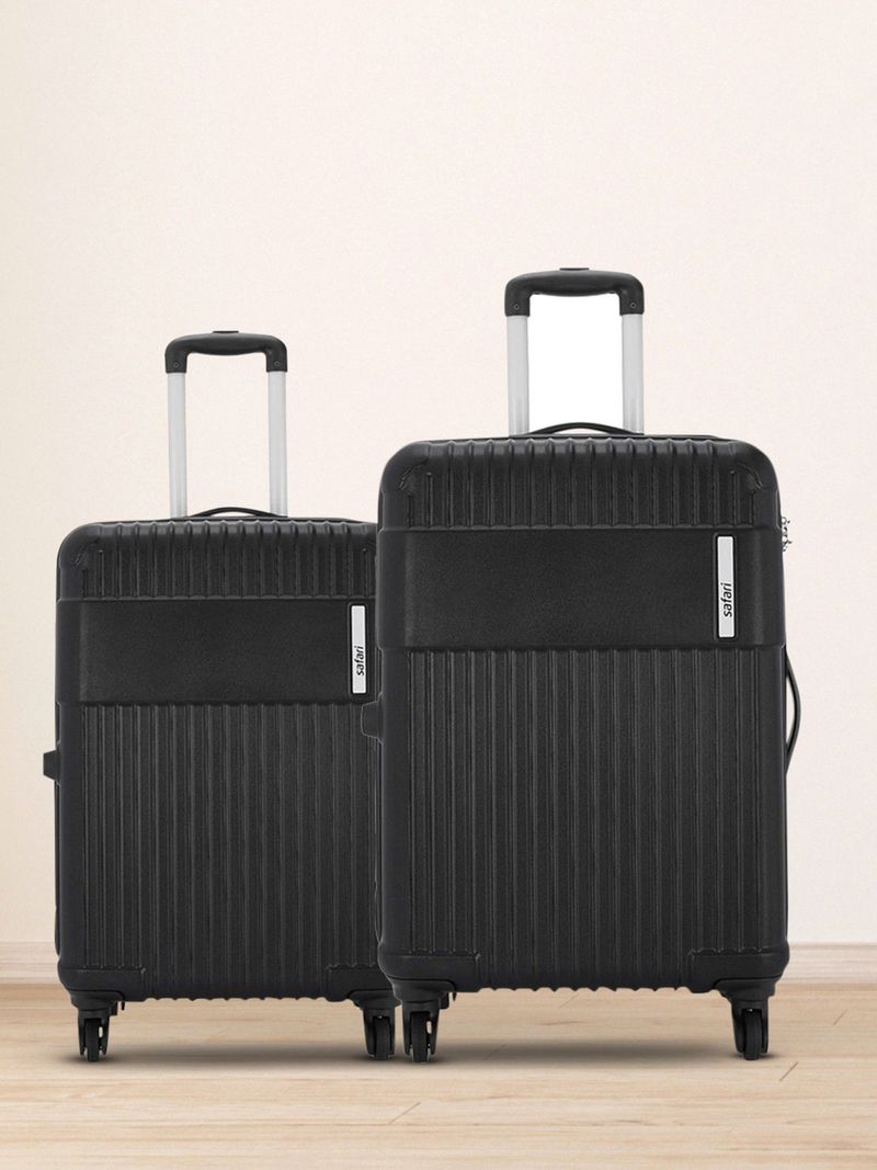 Safari SAFARI Hard Body Set of 2 Luggage 4 Wheels - STEALTH Set of 2 (Small 55cm | Medium 66cm) 4W - Black