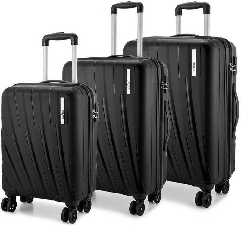 Safari SAFARI Cairo 8 W, 5 Yrs Warranty Trolley Luggage Set of 3, 55Cm, 66Cm & 75Cm Cabin & Check-in Set 8 Wheels - 30 inch