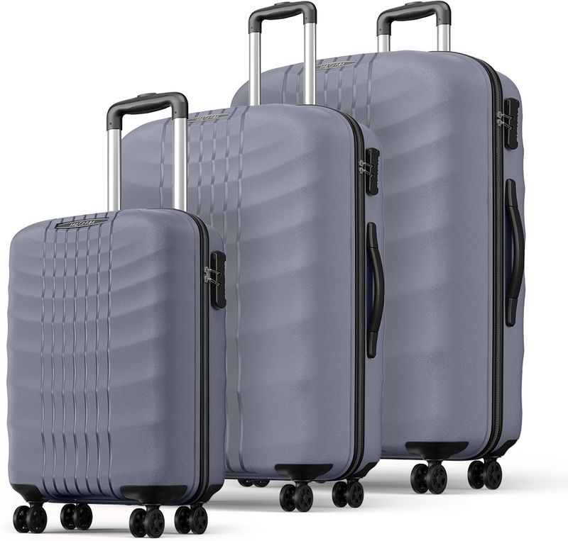Magnum by Safari Hard Body Set of 3 Luggage 8 Wheels - LIFT 55/66/75 4W FLINTSTONE - Grey