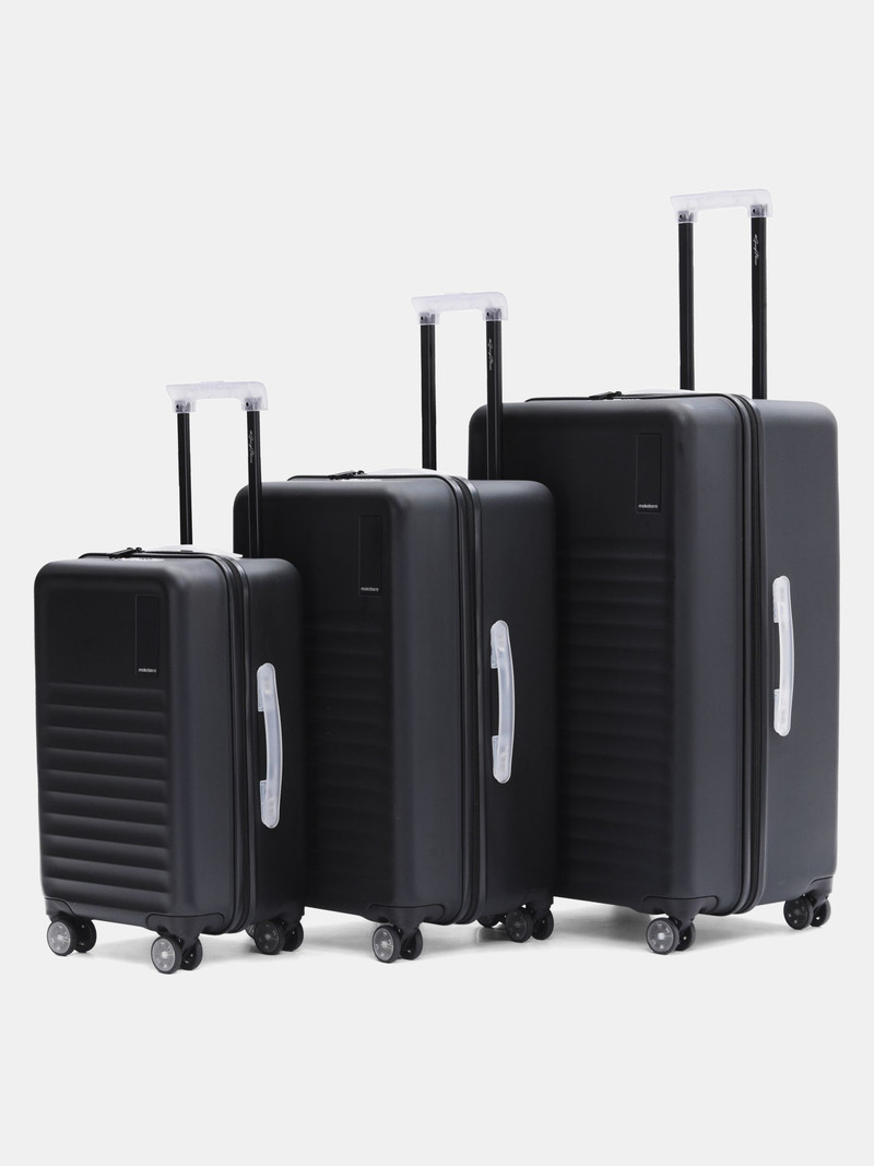 Mokobara Mokobara Hard Body Set of 3 Luggage 8 Wheels - The Aisle Trunk - Set of 3 Luggage (Small 55.5 cm | Medium 65 | Large 75.5cm ) - Black