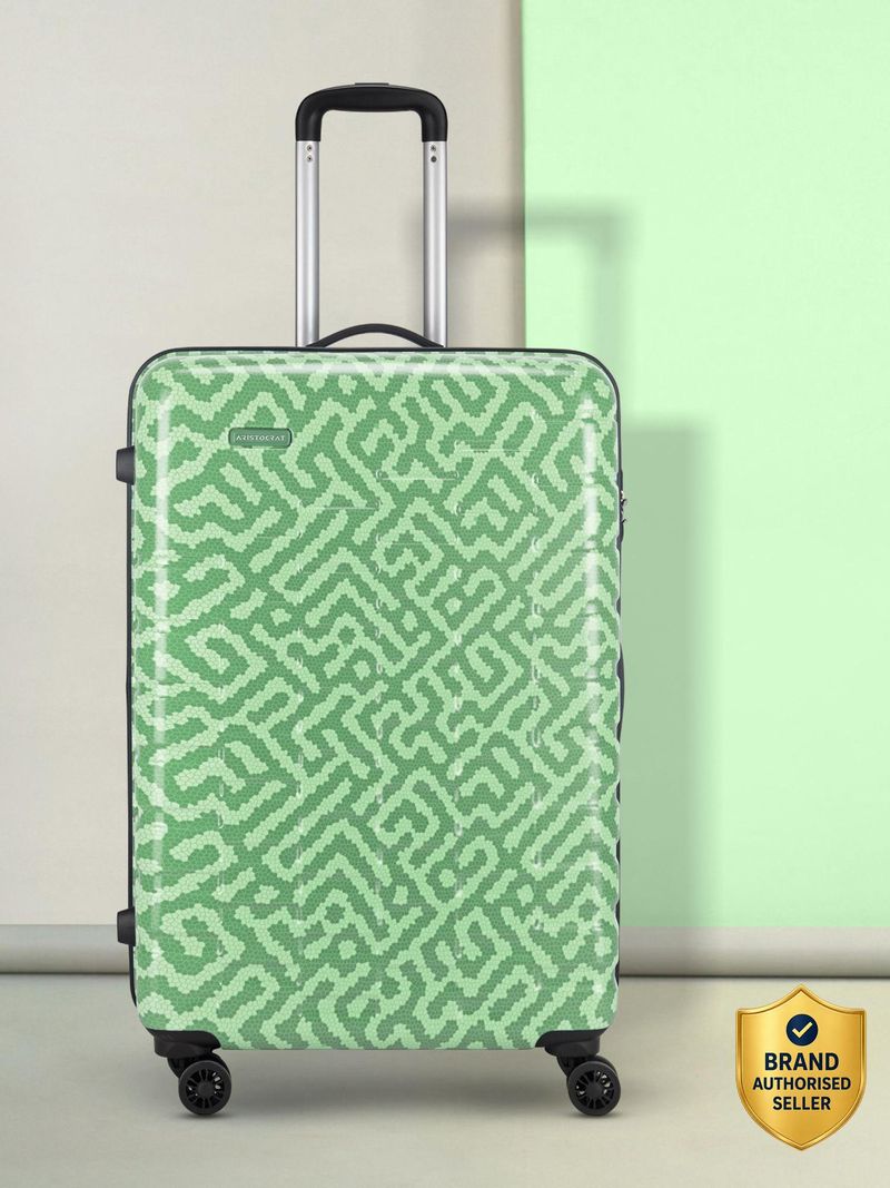 ARISTOCRAT Large Check-in Suitcase (75 cm) 8 Wheels - Bravo Check-In Luggage - 75Cm,Green, Printed Hardcase, 8 Wheels, 5 Year Warranty - Green