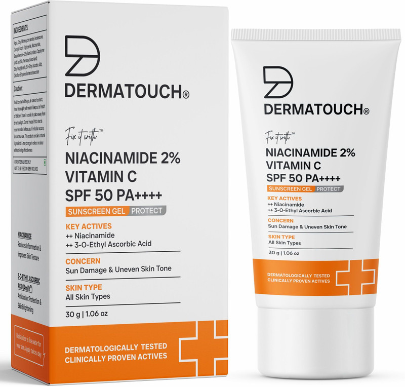 Dermatouch Sunscreen - SPF 50 PA++++ Niacinamide 2% Vitamin C Sunscreen for glowing skin | SPF 50+ PA ++++ | 30g (30 g)