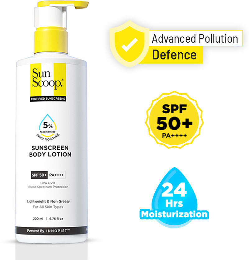 sunscoop sunscreen spf 50 pa 5 niacinamide body lotion 50 reduces tan in vitro tested