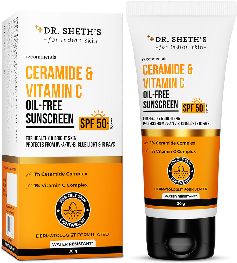 dr sheths sunscreen spf 50 pa ceramide vitamin c oil free 50 clinically tested