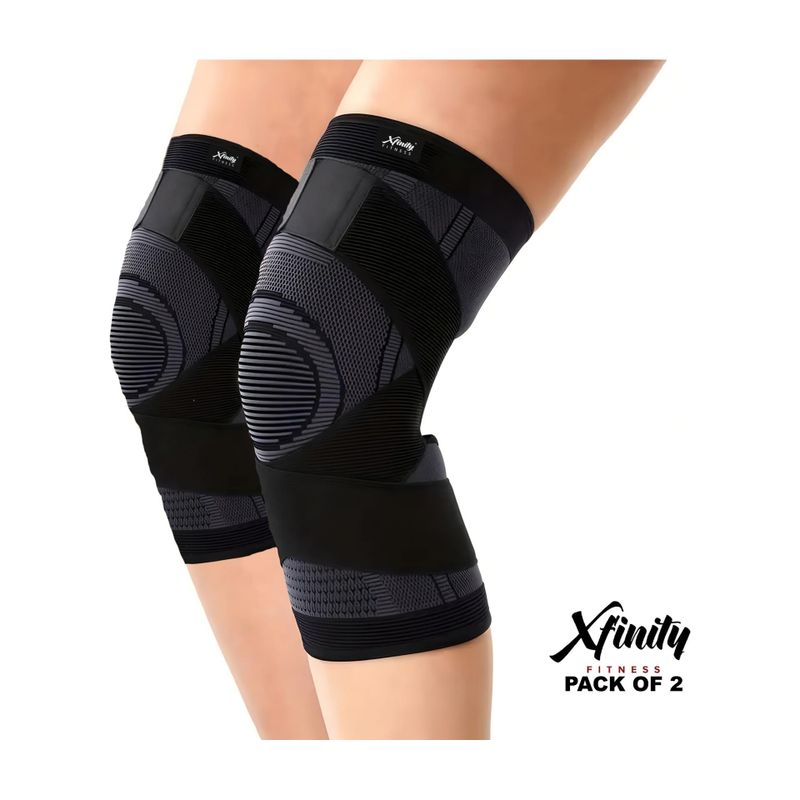 Xfinity Fitness Dual strap compression knee sleeves cap support for men and women (pack of 2) Knee Support
