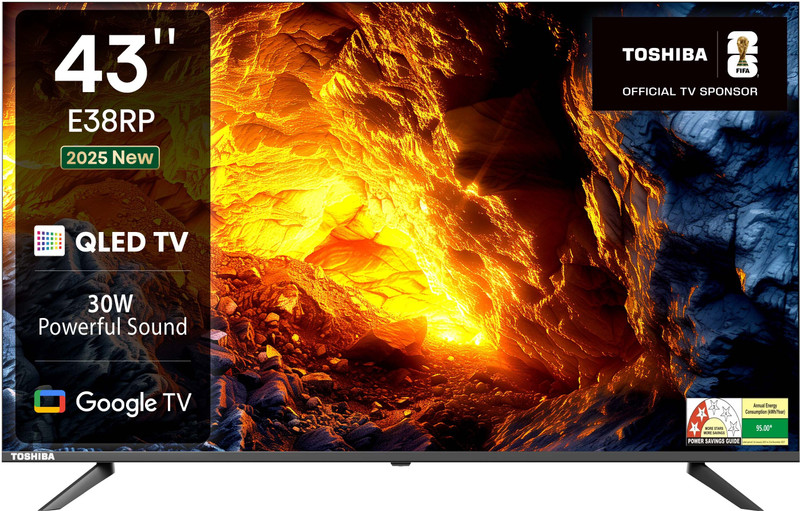 toshiba 108 cm 43 inch qled full hd smart google tv 2025 30w powerful sound dolby audio super bright panel