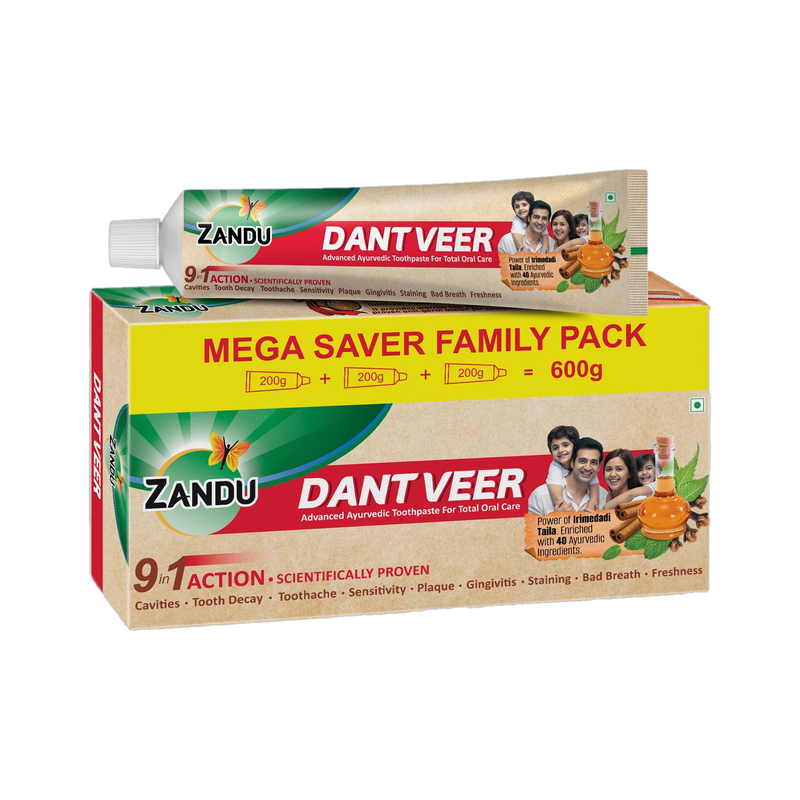 ZANDU Dantveer, Indias 1st with Irimedadi oil Fights 9 dental problems Toothpaste (600 g)