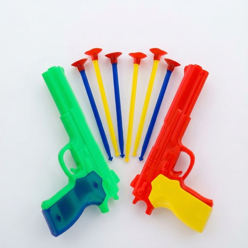 Sasta he Kids Toy Gun Set Pack of 2 with 6 Soft Darts | Birthday Gift for Boys & Girls Guns & Darts (Multicolor)