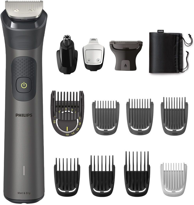 PHILIPS MG7920/65, 13 in 1 Multigroomer, Patented Twin Trim Tech Trimmer 120 min  Runtime 17 Length Settings Grey