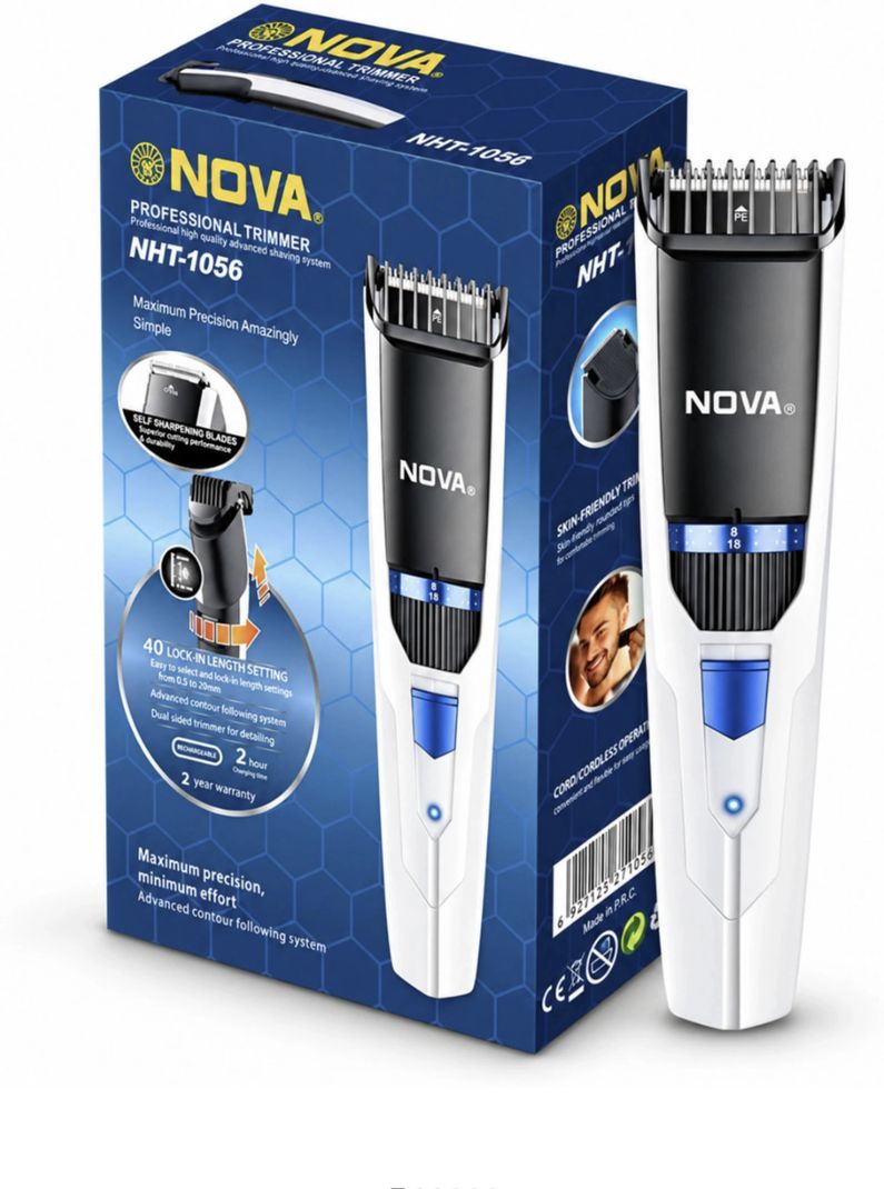 NOVA NHT 1056 Trimmer 180 min Runtime 40 Length Settings (White, Blue)