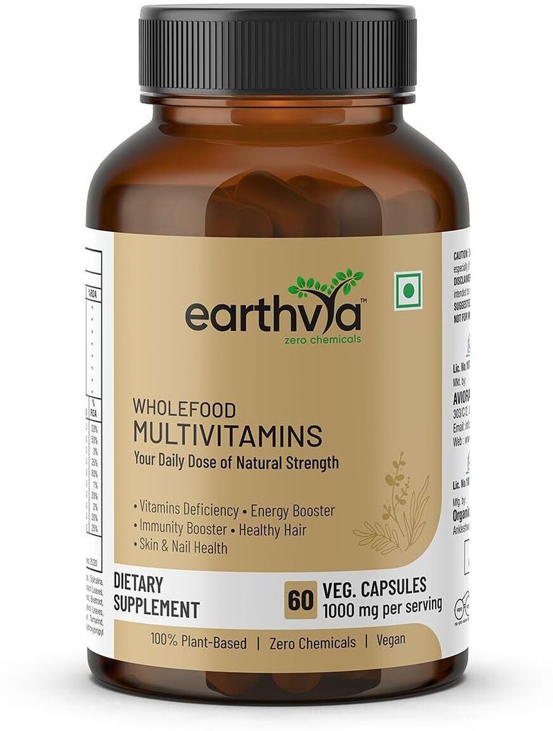 earthvya Plant-Based Wholefood Multivitamin for Men & Women | Energy, Immunity, Hair (60 Capsules)