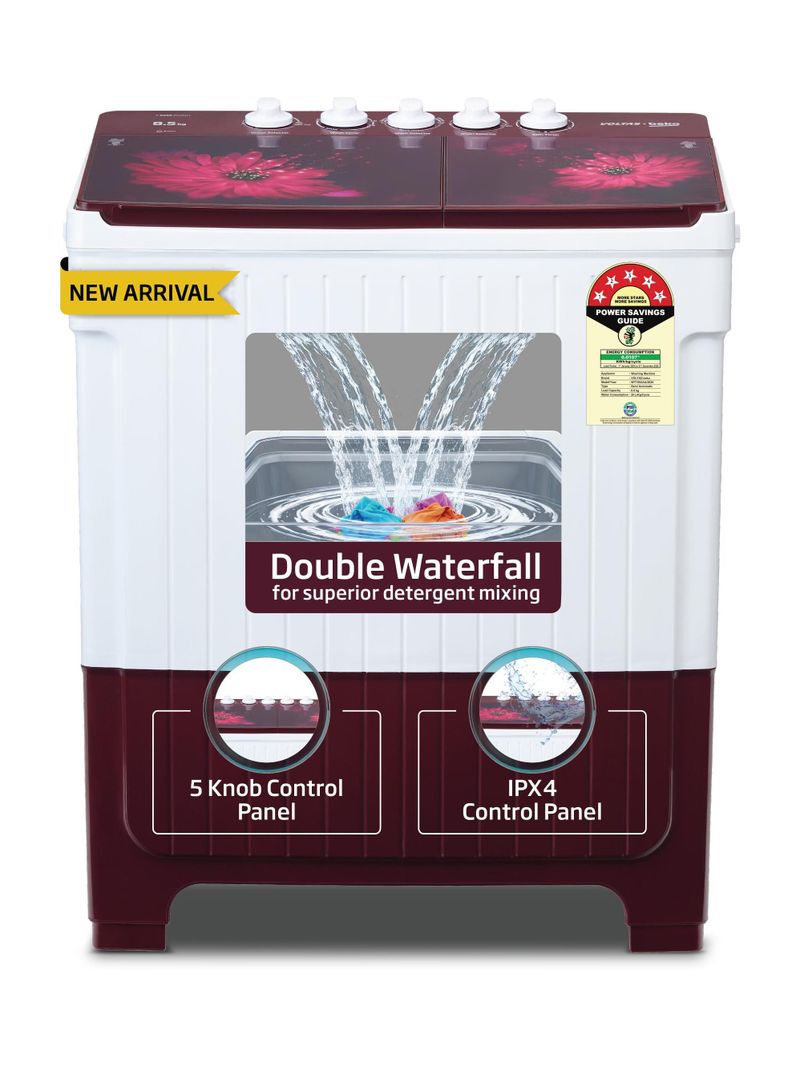 Voltas Beko 9.5 kg 5 Star Semi Automatic Top Load Multicolor (WTT95UAA/WNSSWH5GFD)