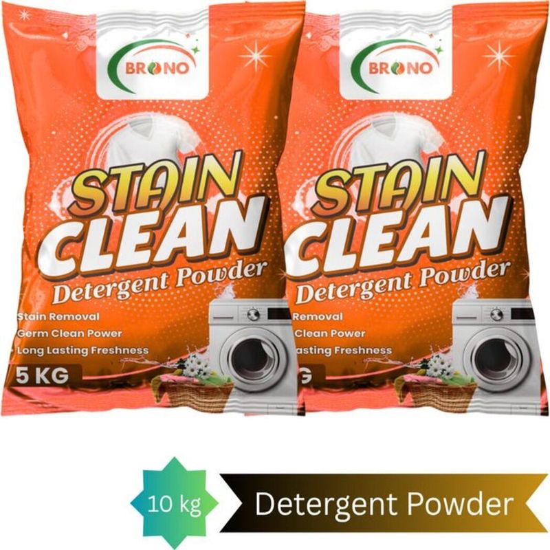 Brono Active Wash Detergent Powder | Deep Cleaning | Bright Clothes | PK1H1 Detergent Powder (Multi) (10 kg)