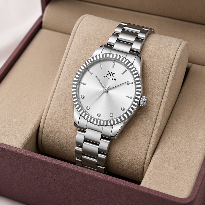 KILLER Women’s Elegant Fluted Bezel Analog Watch Analog Watch - For Women KLR-LR003-SLV-CH