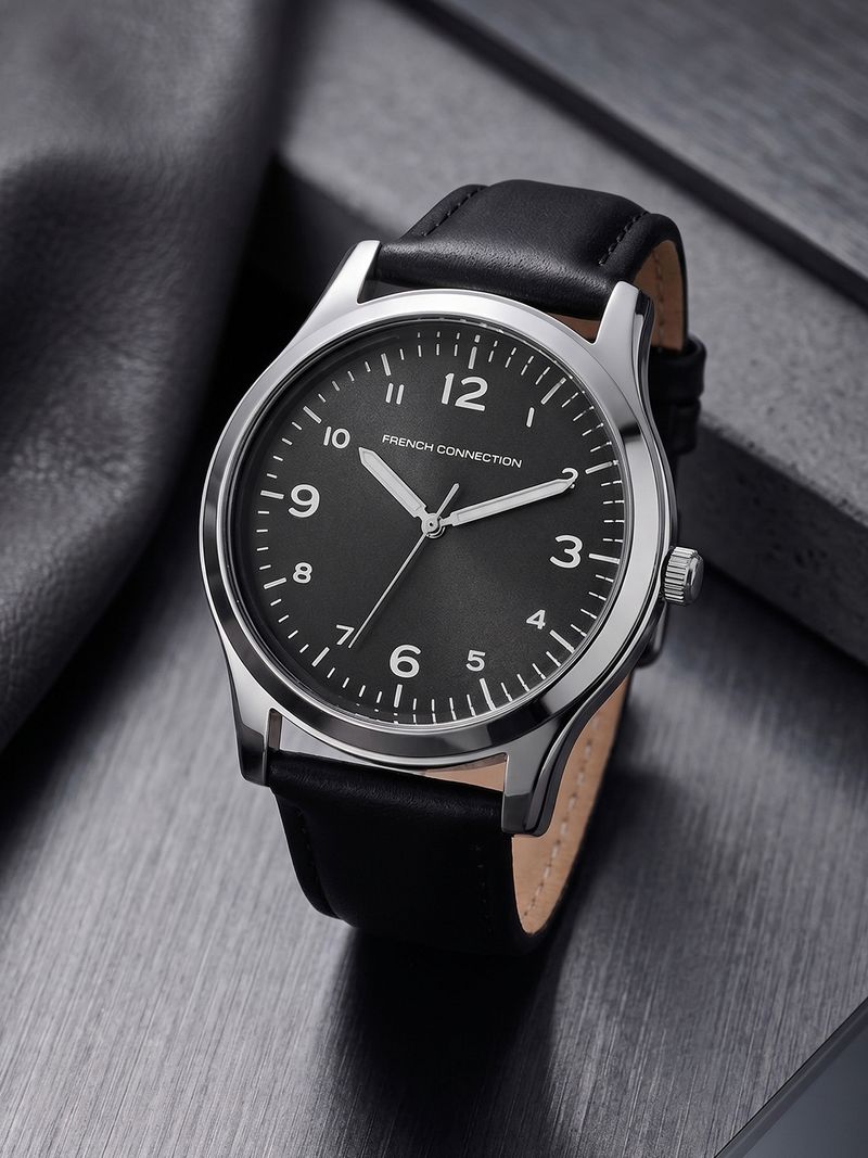French Connection Men's Round Black Dial Analog Watch Analog Watch - For Men FCND18BL