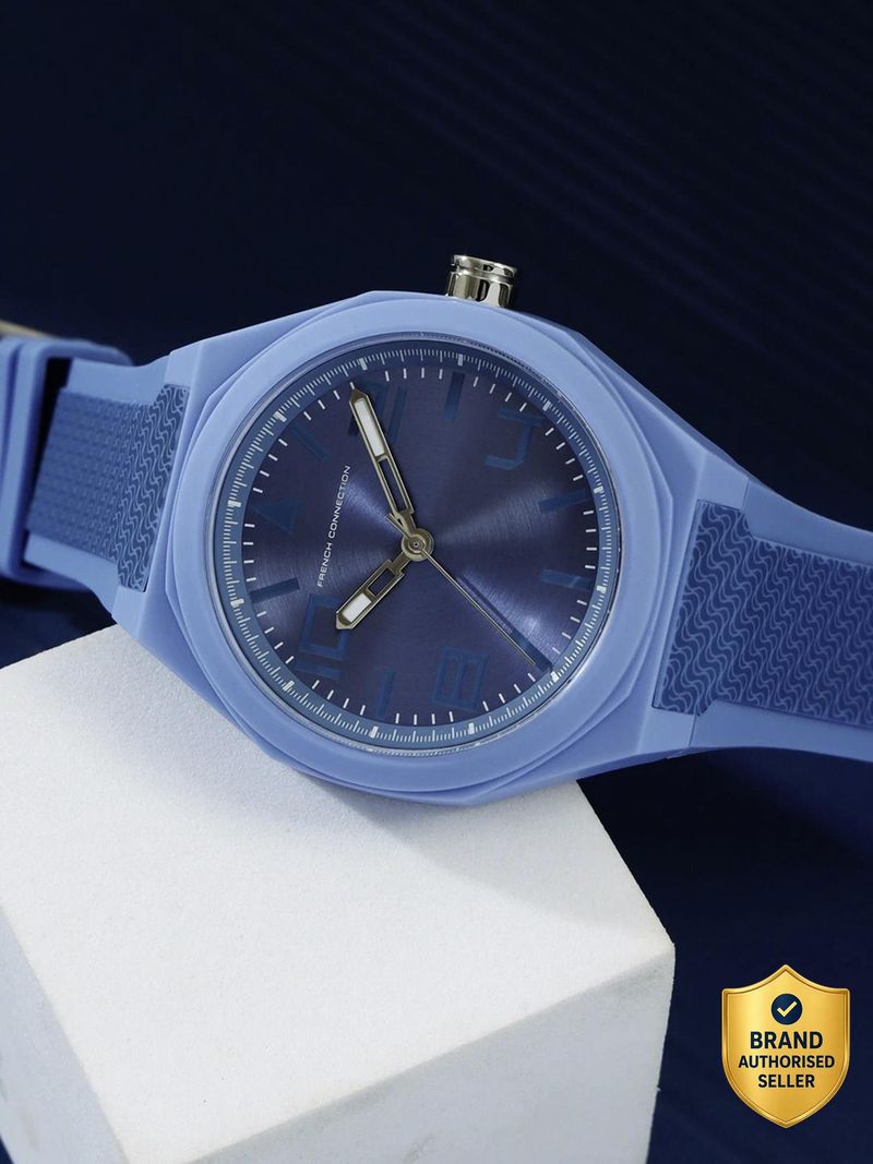 French Connection DIALIX Circular Brush Blue Dial | Analog Watch for Men's Analog Watch - For Men FC197U