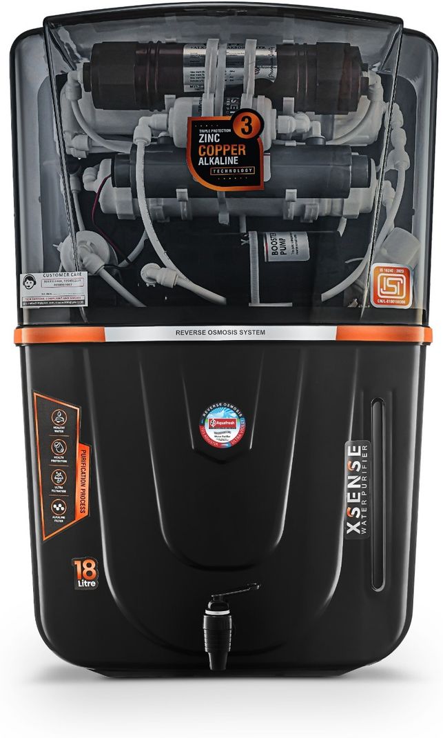 Aqua Fresh Smoke Audi 18 ltr drink pure India 1st BIS (IS 16240 :2023) CM/L8100159306 18 L RO + UV + UF + Copper + Alkaline + TDS Control Water Purifier (Smoke, Black)