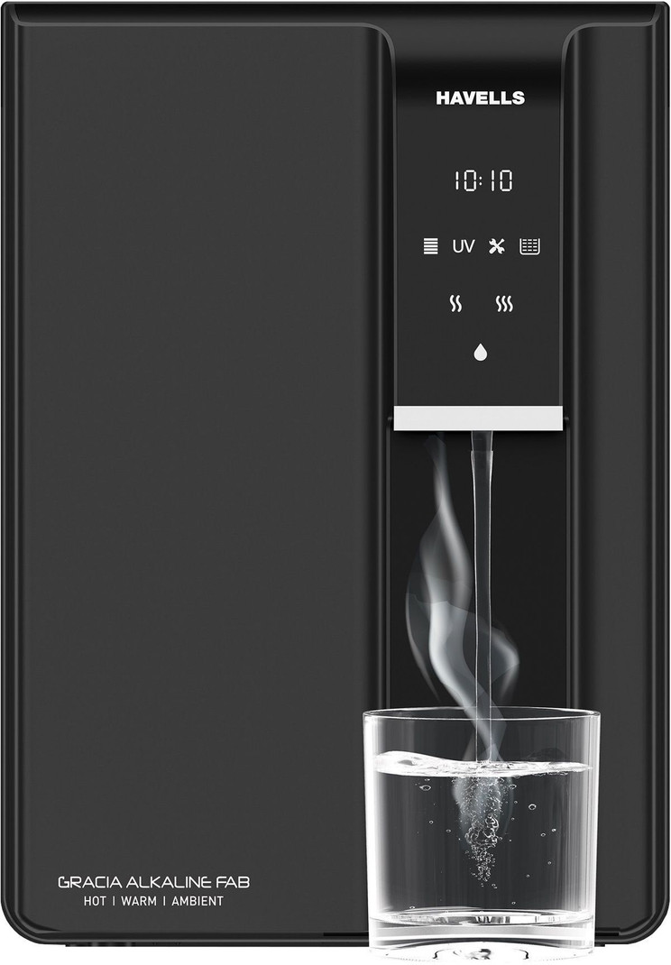 HAVELLS Gracia Alkaline Fab 6.5 L RO + UV + Alkaline Water Purifier Suitable for all - Borewell, Tanker, Municipality Water Black