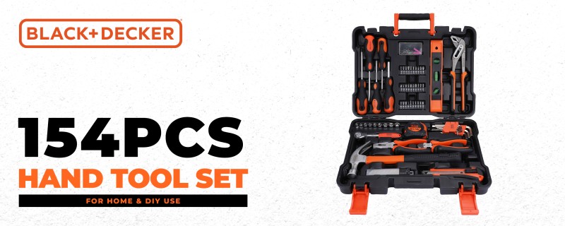 Black & Decker Hand Tool Kit for Home & Office Use 154Pcs