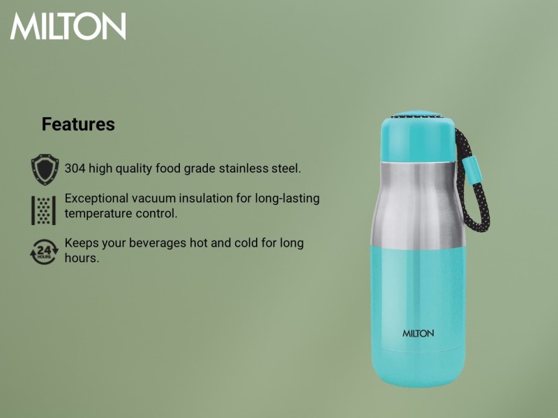 Milton Eminent 400 Thermosteel Water Bottle, 369 ml, Black