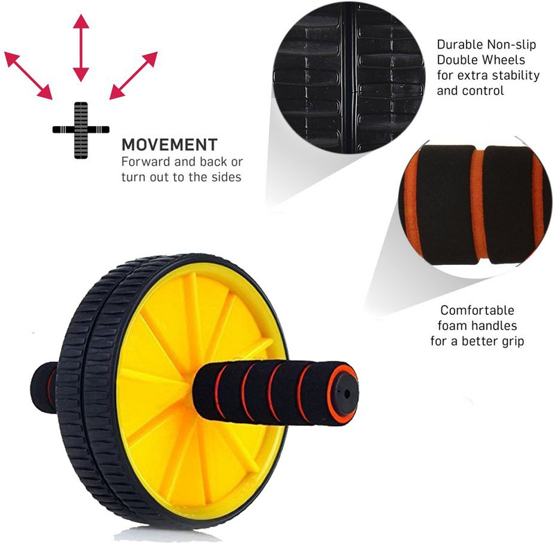 Strauss Double Exercise Wheel (Yellow) Ab Exerciser(Yellow) Strauss Double Exercise Wheel (Yellow) Ab Exerciser(Yellow)