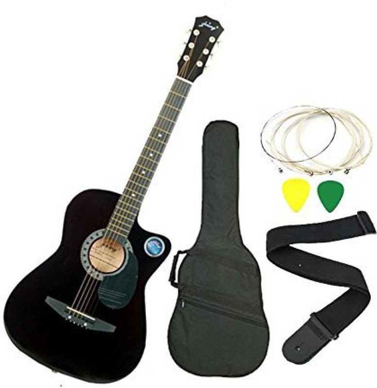 Jixing DD-380C-BLK Linden Wood Acoustic Guitar(Black)