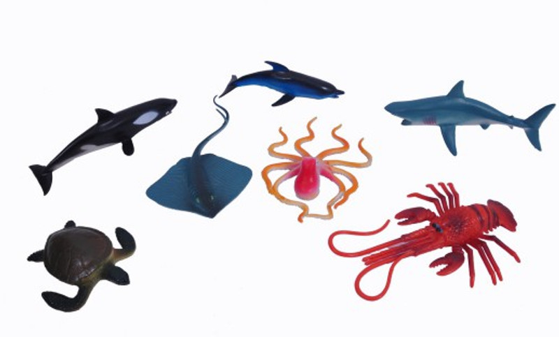 A2B Ocean Animal Plastic Toys Set-6 For Children(Multicolor)(White, Black)