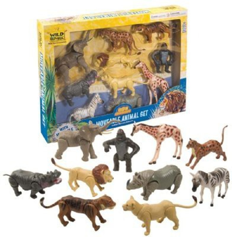 Wild Republic Moveable Wild Animal Movable Set/Set Of 10(Multicolor)