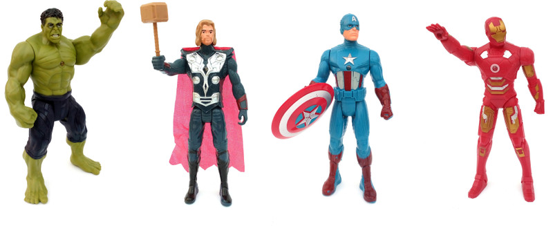 zhosy set of 4 avengers hulk, ironman,captain america, thor(Multicolor)