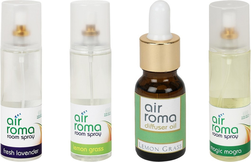 Airroma Lemon Grass, Fresh Lavender, Magic Mogra Car Freshener (Pack of 4)(630 ml) Airroma Lemon Grass, Fresh Lavender, Magic Mogra Car Freshener (Pack of 4)(630 ml)