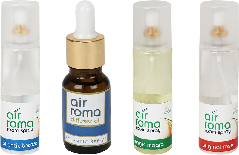 Airroma Atlantic Breeze, Original Rose, Magic Mogra Car Freshener (Pack of 4)(630 ml) Airroma Atlantic Breeze, Original Rose, Magic Mogra Car Freshener (Pack of 4)(630 ml)