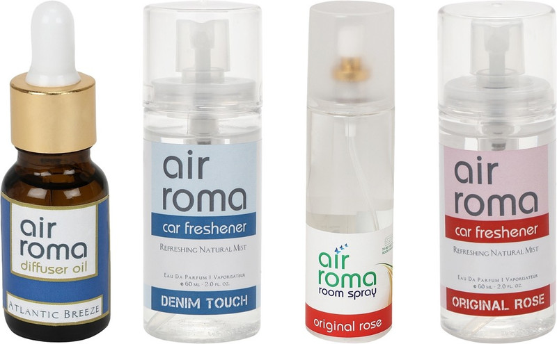 Airroma Denim Touch, Atlantic Breeze, Original Rose Car Freshener (Pack of 4)(350 ml) Airroma Denim Touch, Atlantic Breeze, Original Rose Car Freshener (Pack of 4)(350 ml)