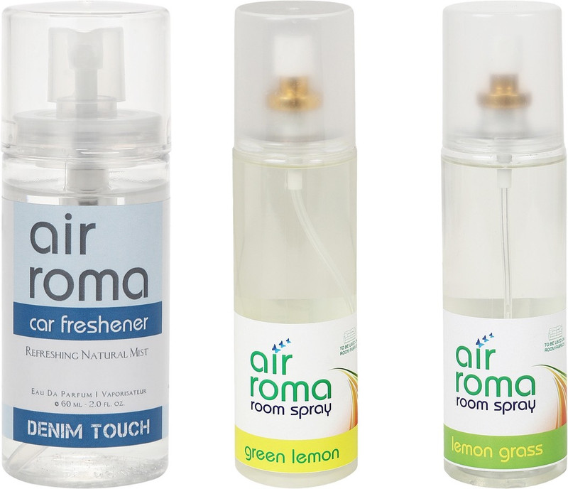 Airroma Green Lemon, Denim Touch, Lemon Grass Car Freshener (Pack of 3)(460 ml) Airroma Green Lemon, Denim Touch, Lemon Grass Car Freshener (Pack of 3)(460 ml)