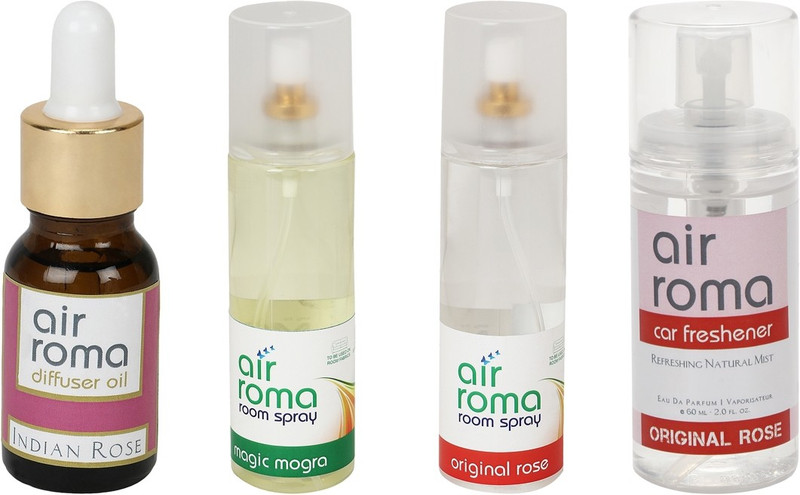 Airroma Indian Rose, Original Rose, Magic Mogra Car Freshener (Pack of 4)(490 ml) Airroma Indian Rose, Original Rose, Magic Mogra Car Freshener (Pack of 4)(490 ml)