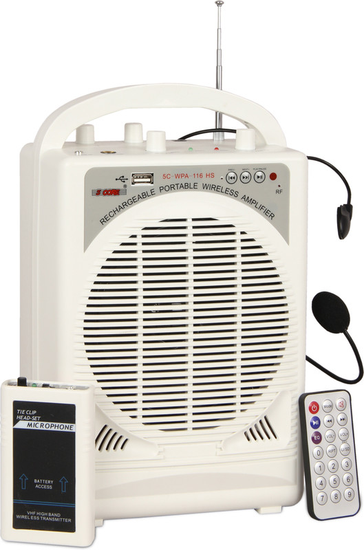 5 Core Pa 116 Hs Yogamaster Portable Amplifier Rechargeable With Wireless Head Mic 35 W AV Power Amplifier(White)