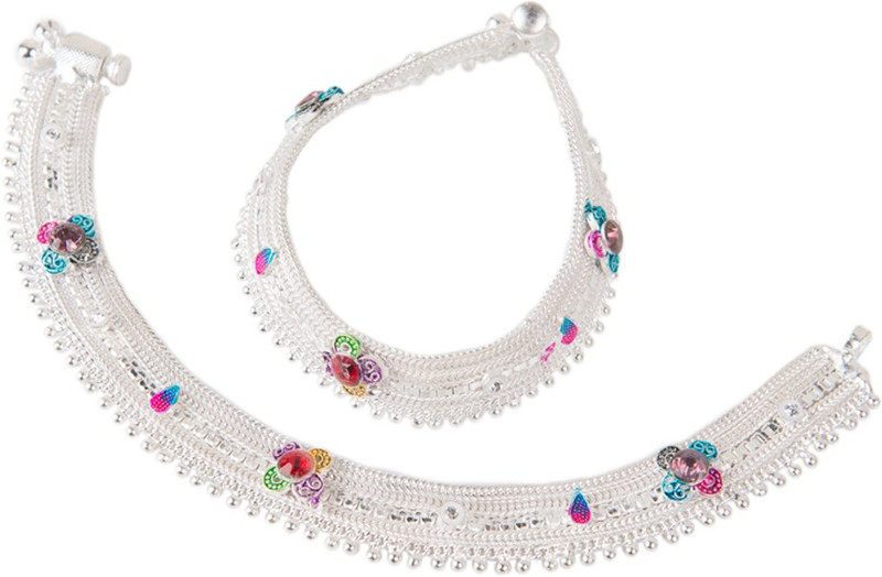 Taj Pearl Silver Plated Traditional Brass Anklet Taj Pearl Silver Plated Traditional Brass Anklet