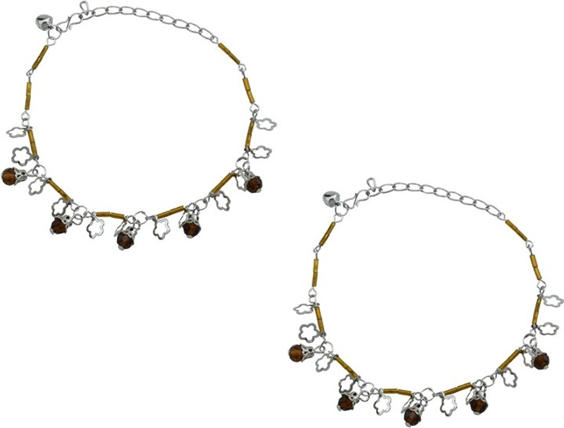 High Trendz Brown Bells & Flowers Alloy Anklet(Pack of 2) High Trendz Brown Bells & Flowers Alloy Anklet(Pack of 2)
