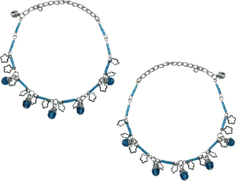 High Trendz Blue Bells & Flowers Alloy Anklet(Pack of 2) High Trendz Blue Bells & Flowers Alloy Anklet(Pack of 2)